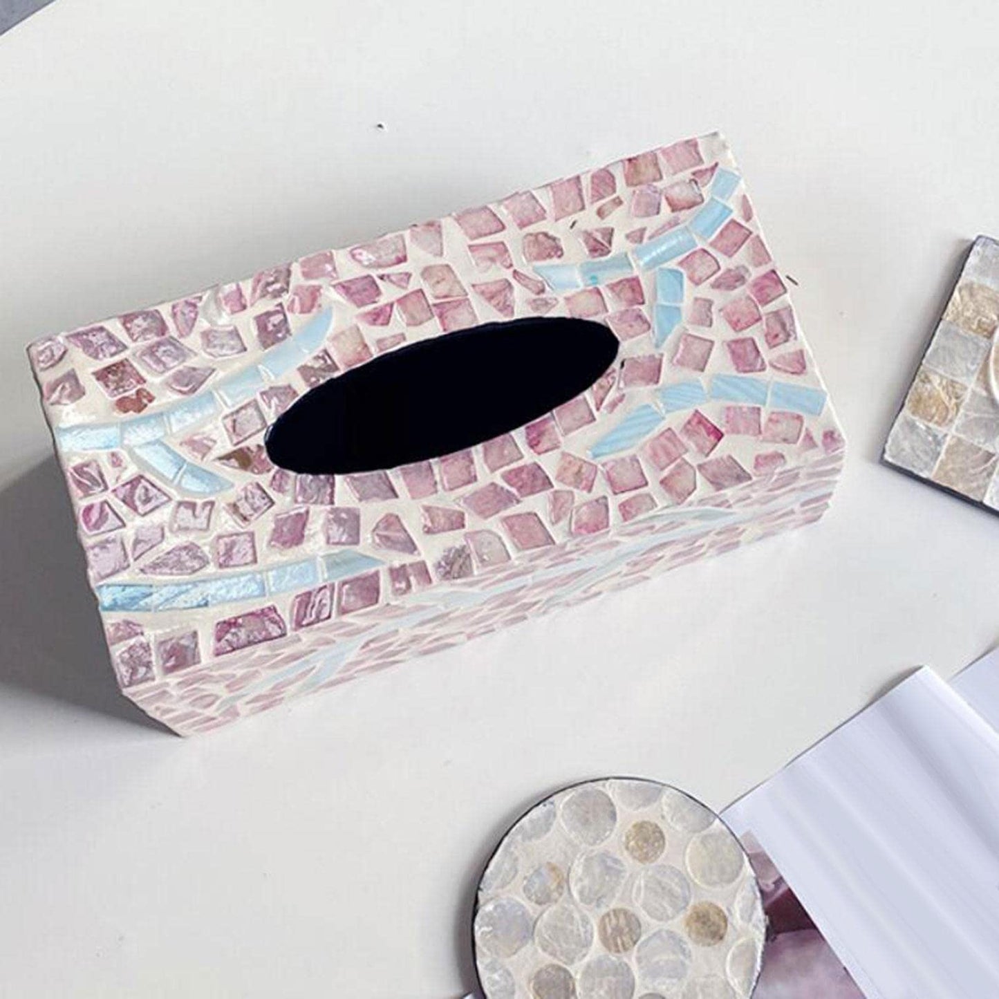 Luxury Shell Decorative Tissue Box (Pink)