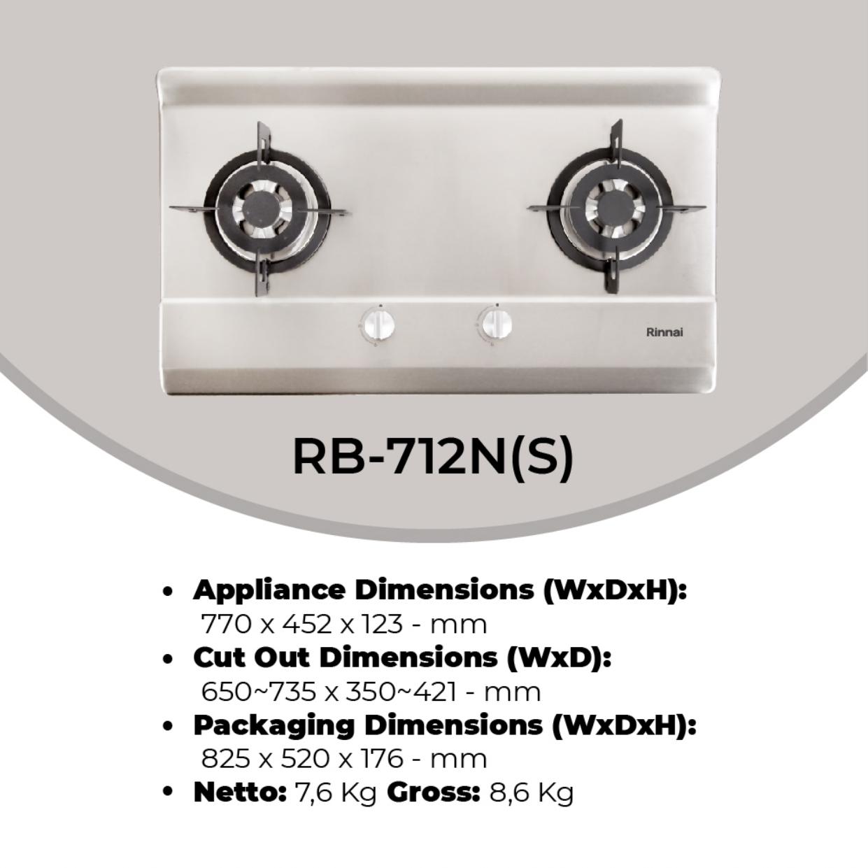 2 Burner Gas Built In Hob (RB-712N(S)