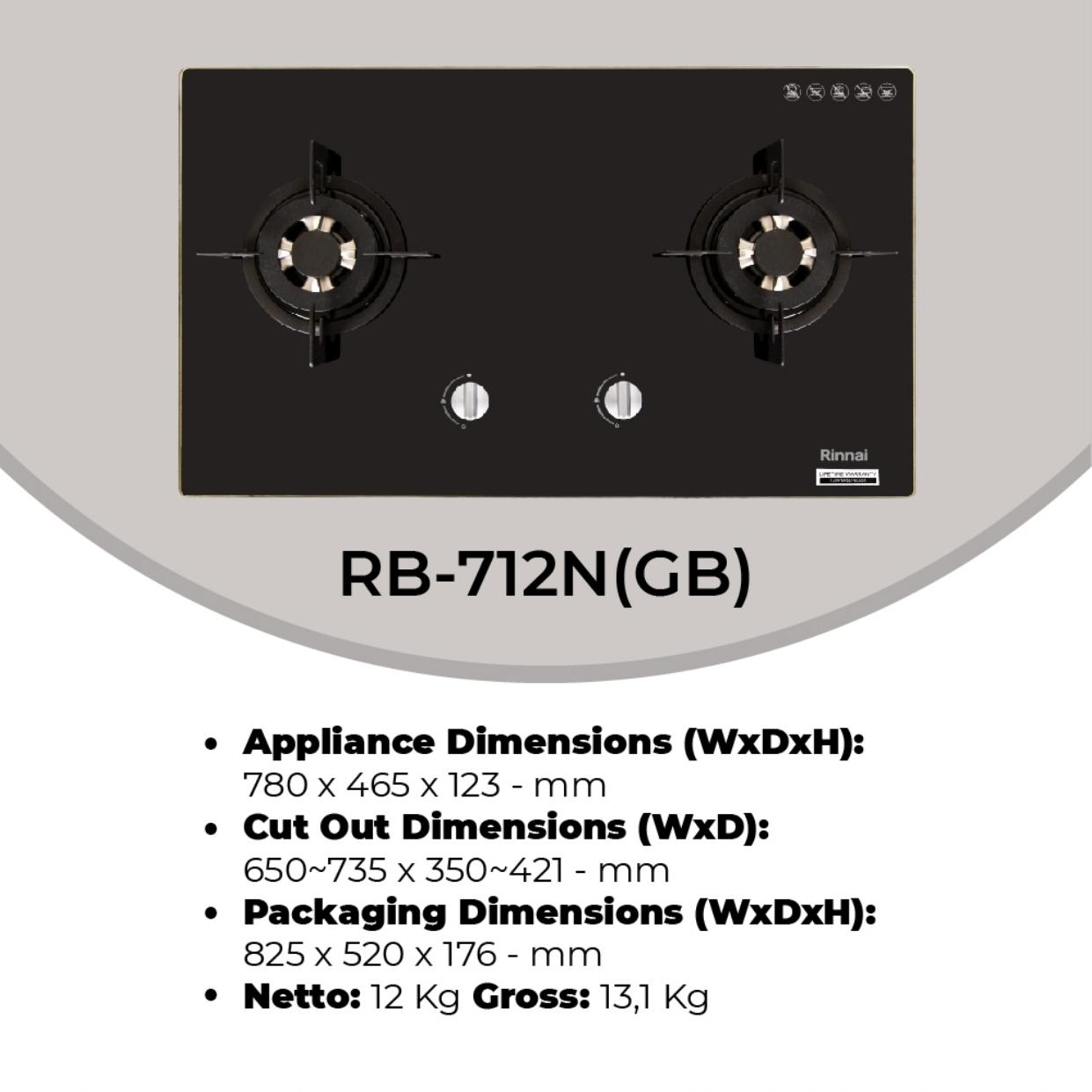 2 Burner Gas Built In Hob (RB-712N(G)