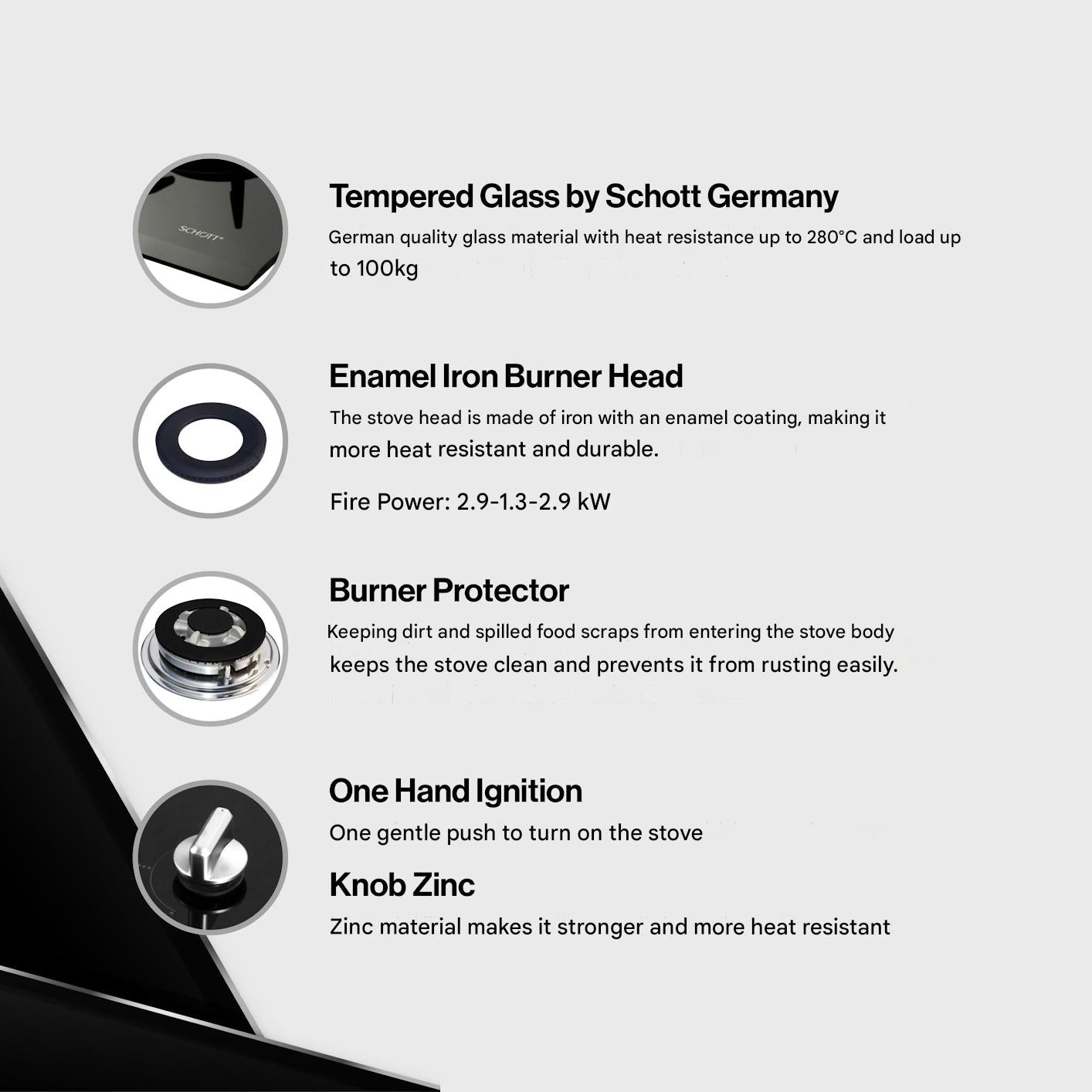 3 Burner Gas Built In Hob (RB-713N(G))
