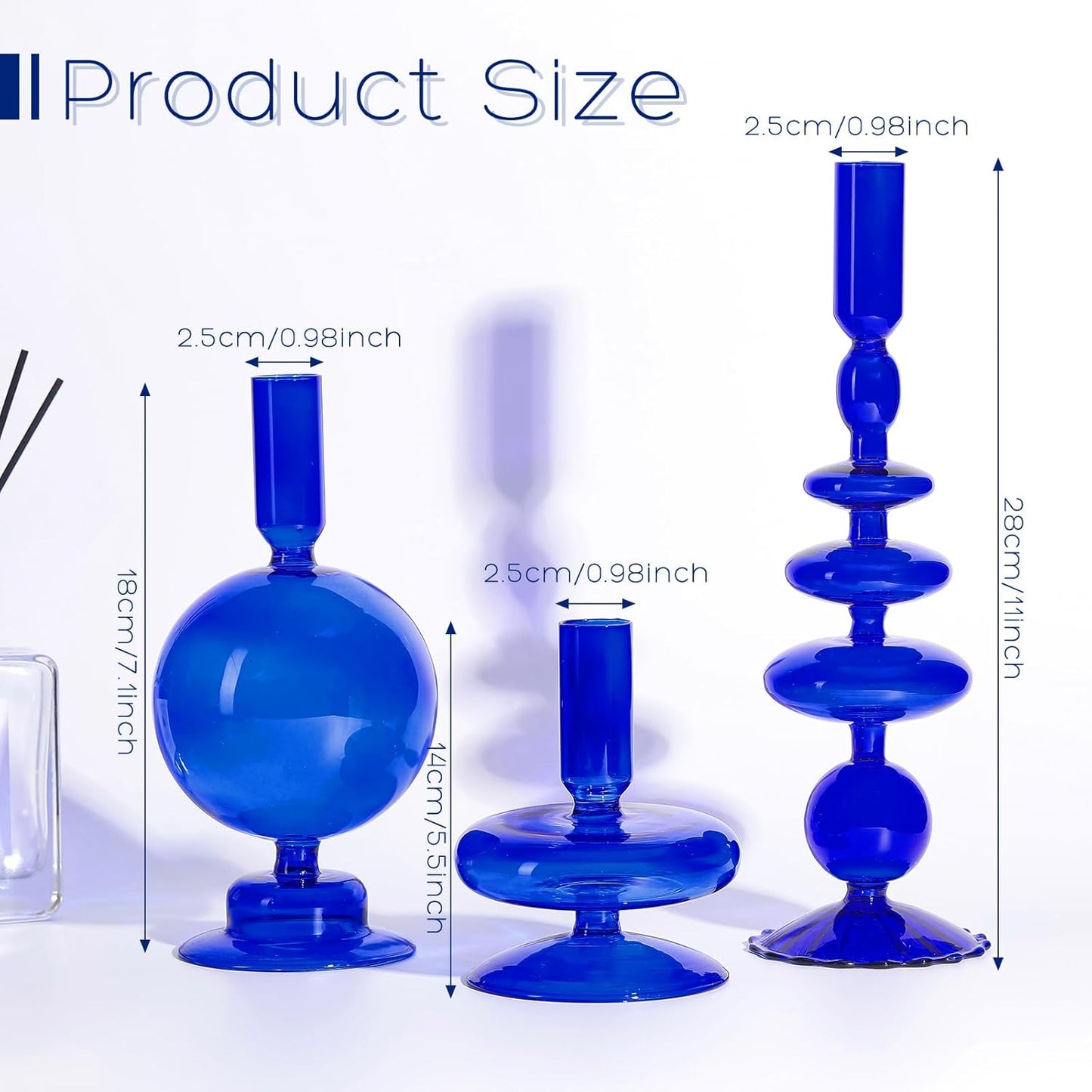 Rtteri 3 Pcs Glass Candlestick