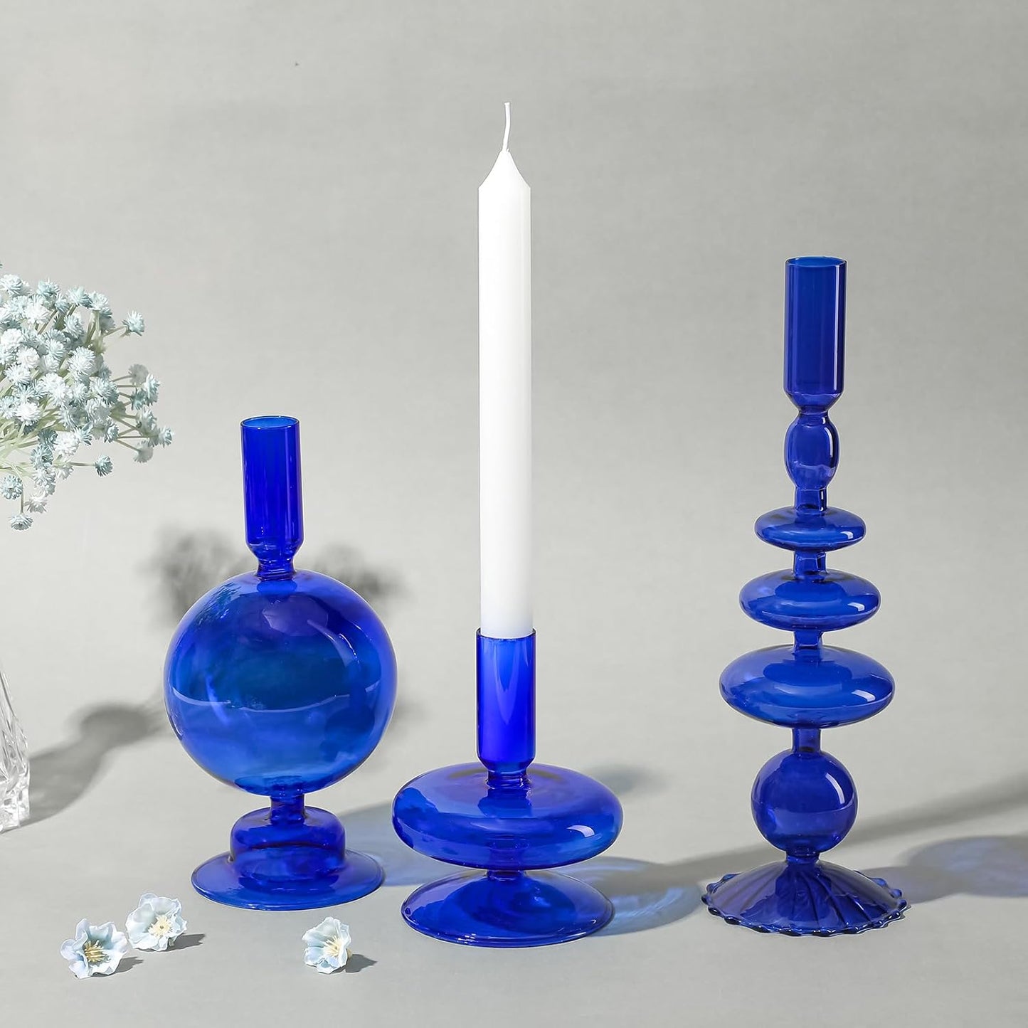 Rtteri 3 Pcs Glass Candlestick