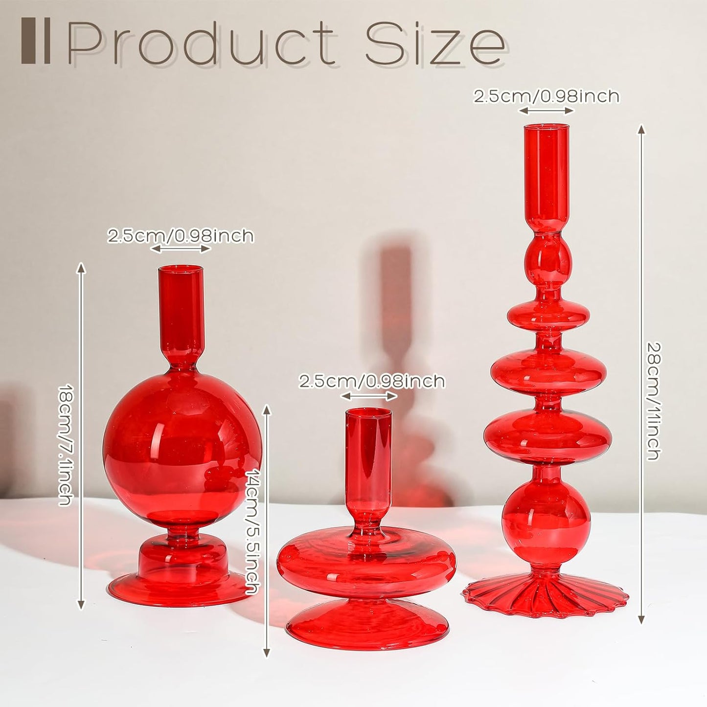 Rtteri 3 Pcs Glass Candlestick