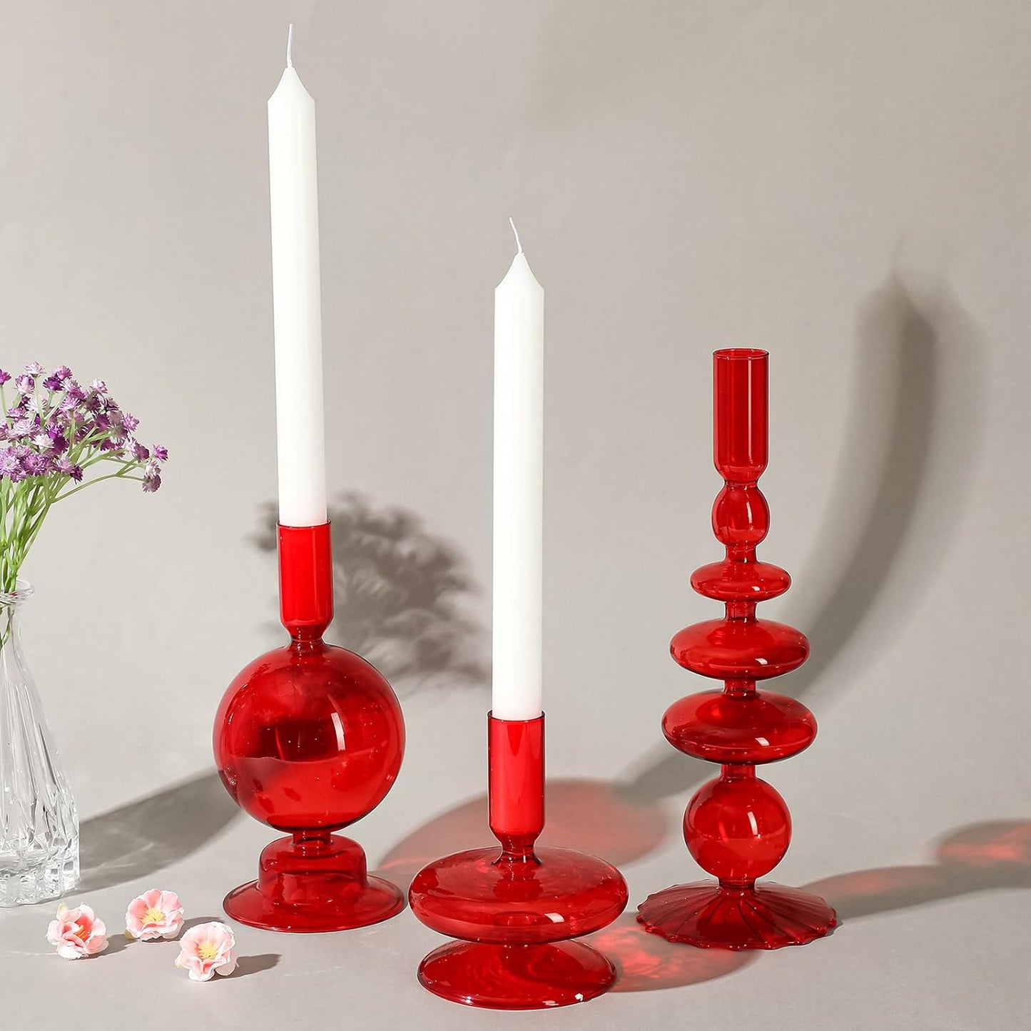 Rtteri 3 Pcs Glass Candlestick